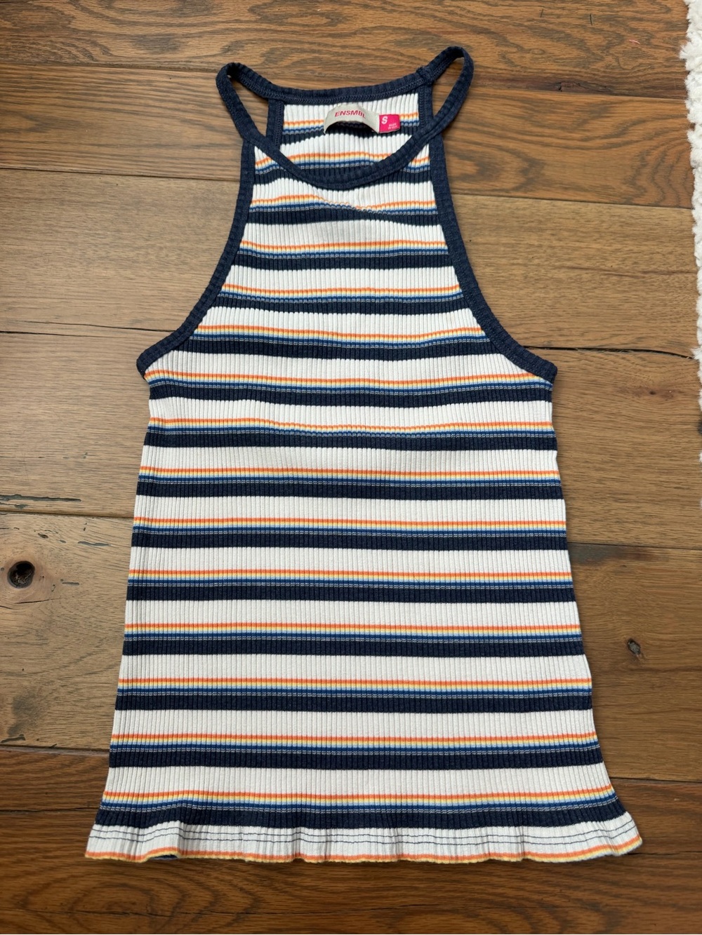 ENSMBL Striped Ribbed Tank - Navy, White & Orange
